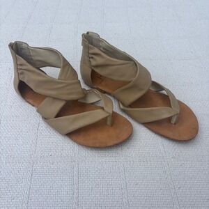 Women's EU 40 SILVIAN HEACH Faux Leather Beige Strappy Thong Gladiator Sandals